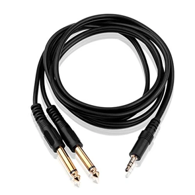 Abbildung von euroharry 1,5M Stereo 3.5mm Klinke auf Dual 6.35mm Mono Y AudioKabel Audio Kabel, (150 cm)