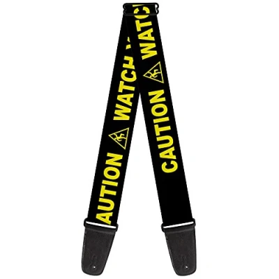 Abbildung von Buckle Down GS W32915 Gitarrengurt Caution Watch Your Dubstep Schwarz/Gelb 5,1 cm breit 73,7137,2 Länge