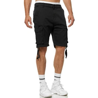 Abbildung von Indicode Herren Agron Cargo Shorts mit 6 Taschen aus 98% Baumwolle Kurze Hose Männer Black XL