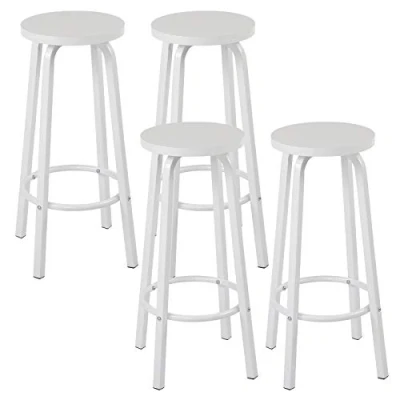 Abbildung von WOLTU 4X Barhocker Barstuhl Bistrohocker Tresenhocker runde Sitzfläche aus MDF Gestell Metall Weiß BH237ws 4