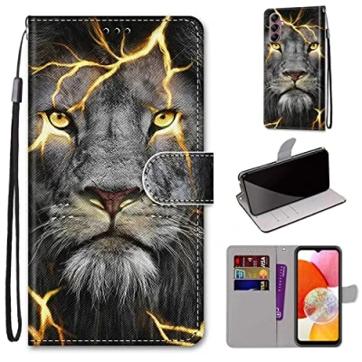 Abbildung von Hülle Kompatibel with Samsung Galaxy A54 5G，Samsung 5G PU Leder Wallet Ständer Case, Handyhülle Schutzhülle Protective Case für Der spaltbare Löwe