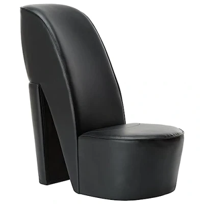 Abbildung von vidaXL Schuhsessel High Heel Design Sessel Stuhl Polstersessel Wohnzimmersessel Loungesessel Relaxsessel Hocker Sitzhocker Schwarz Kunstleder