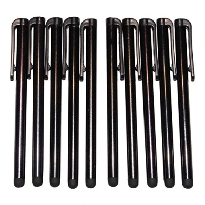 Abbildung von Dealbude24 10 Stück universal Touch Pen Eingabestift für alle gängigen Smartphone und Tablet Stift Stylus Handy Lang Schwarz