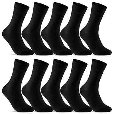 Abbildung von 10 Paar Socken Herren Damen Schwarz Business Baumwolle 70201T (Schwarz 47 50)