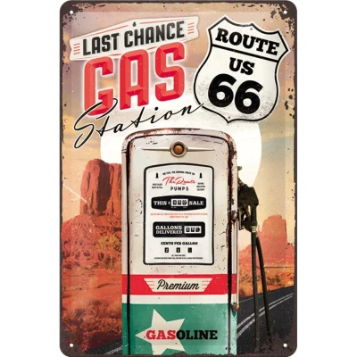 Abbildung von Nostalgic Art Retro Blechschild, 20 x 30 cm, Route 66 Gas Station Geschenk Idee für USA Fans, aus Metall, Vintage Design