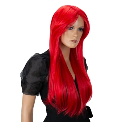 Abbildung von CAISHA 70cm Perücke Kiara Fasching Karneval Cosplay Party Langhaar Rot PHK1