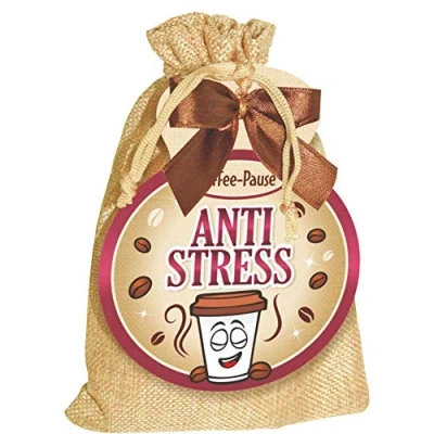 Abbildung von Kaffeesäckchen als Geschenk für Kaffeeliebhaber und Kaffeegenießer. Witzige Geschenkidee mit Kaffee im Jutesack die Kaffeetasse (Kaffee Sack Anti Stress )