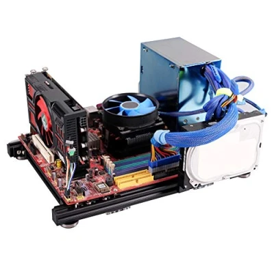 Abbildung von DIY Open PC Gehäuse, Aluminiumlegierung M ATX Übertaktungstest Plattform Computergehäuse, aus hochwertigem 20x20 Aluminium Legierungsmaterial, Unterstützt gewöhnliches großes Netzteil