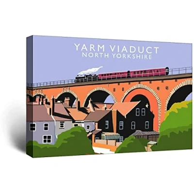 Abbildung von JEYUAN Kunstwerk Malerei Leinwanddrucke Yarm Viadukt North Yorkshire Poster Wohnzimmer Schlafzimmer 60x90cm Kein Rahmen