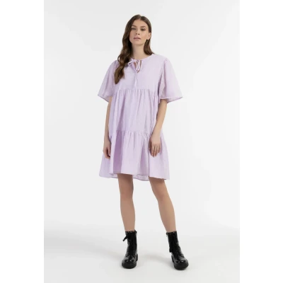 Abbildung von DREIMASTER Vintage Damen Kleid L / Helllila 100% Baumwolle