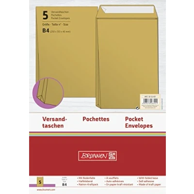 Abbildung von 10 x Brunnen Versandtaschen B4 130g/qm haftklebend braun mit Falte VE=