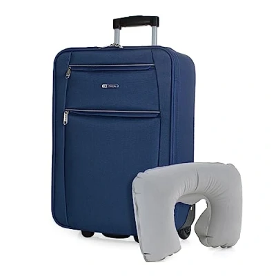 Abbildung von ITACA Koffer Klein Handgepäck 55x40x20 Leicht und Robust Reisekoffer aus Hochwertigen Materialien T71950B, Marine Blau