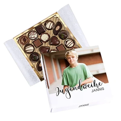 Abbildung von Herz &amp; Heim® Lindt Pralinen mit Personalisierter Foto Banderole zur Jugendweihe