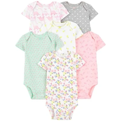 Abbildung von Simple Joys by Carter&#039;s Baby Mädchen 6 Pack Short Sleeve Bodysuit Body, Mehrfarbig/Dinosaurier/Floral/Früchte/Herzen/Waldtiere, Frühchen (6er Pack)
