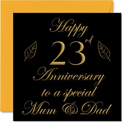 Abbildung von Stuff4 Grußkarten zum 23. Jahrestag für Papa, Eltern Special Mum &amp; Dad Happy 23 Wedding Anniversary Cards from Son Daughter Family, 145 mm x Jubiläen