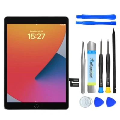 Abbildung von NB+ Ersatzdisplay für iPad 7, 7. / 8. Generation, Touch Glas, 25,9 cm (10,2 Zoll), Generation A2197, A2198, A2200, A2270, A2428, A2429, A2430, keine Home Taste, komplettes Reparaturset, mit