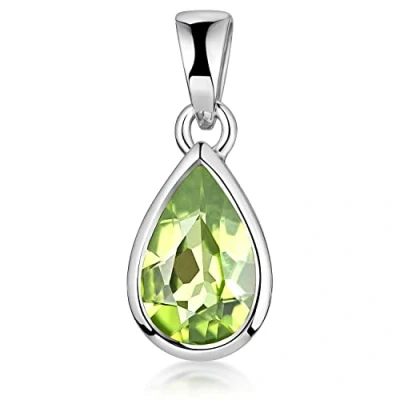 Abbildung von Materia Kettenanhänger Tropfen Peridot Edelstein Grün KA 274, 925 Sterling Silber, rhodiniert