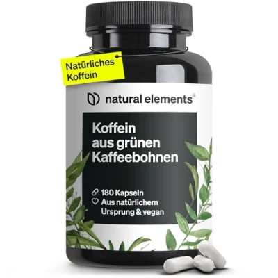 Abbildung von Koffein Kapseln 200mg natürliches Koffein/Kapsel 180 natürliche Alternative zu Tabletten vegan, hochdosiert in Deutschland produziert &amp; laborgeprüft St