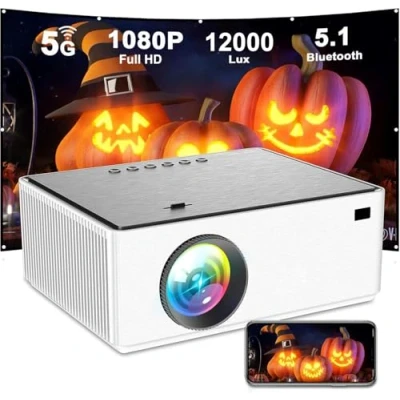 Abbildung von Videoprojektor 8500 Lumen Tragbarer Projektor 1080P Full HD Mini Beamer Kompatibel mit HDMI, VGA, USB, AV, Laptop, Smartphone