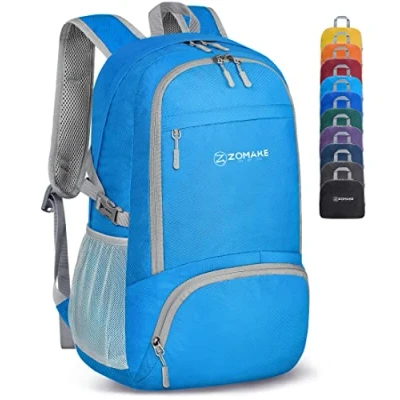 Abbildung von ZOMAKE Leicht Faltbarer Rucksack Packbare Backpacks 30L,Kleiner Faltbar Rucksäcke Wanderrucksack Wasserdicht für Damen Herren Outdoor Wandern(Hellblau)