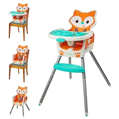 Abbildung von Infantino 4 in 1 Highchair Space Saving, Multi Stage Booster and Toddler Chair with use Meal mat Dishwasher Safe Tray, a Fox Themed Design