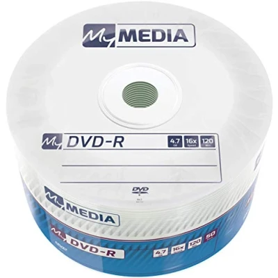 Abbildung von MyMedia DVD‑R 16x 4.7GB, 50er Pack Spindel, DVD Rohlinge beschreibbar, 16 fache Brenngeschwindigkeit &amp; Lange Lebensdauer, R rewritable, leer, Leere