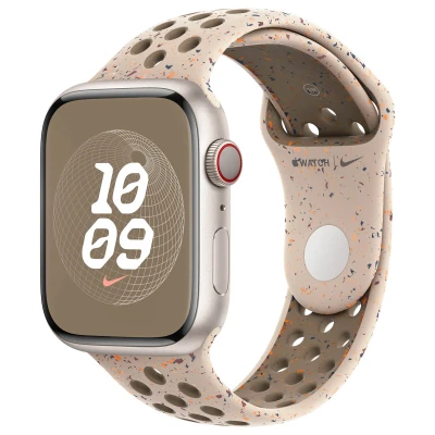 Abbildung von Apple Watch Armband Original Silikon und TPU (weich) Beige Geeignet für Series 1 9 / SE Ultra (2)