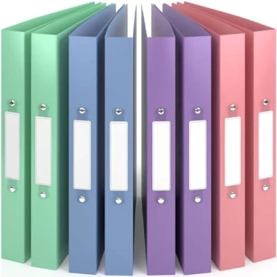 Abbildung von ACROPAQ 8 x Ringbuch A4 Mit 2 Ringen, Rückenetiketten, Rückenbreite 3,5 cm, Wind, Natur Farbkollektion Ringhefter, Ringordner, Ordner Schmal, Ringmappe A4, Schulordner