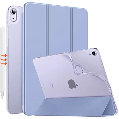 Abbildung von MoKo für iPad Air 6. Generation 11 Zoll Hülle M2 2024/iPad 5./4. Gen 2022/2020, Transluzent Matt Weich TPU Rückseite Hülle, Unterstützt Pencil Pro/2/USB C, Lavendel