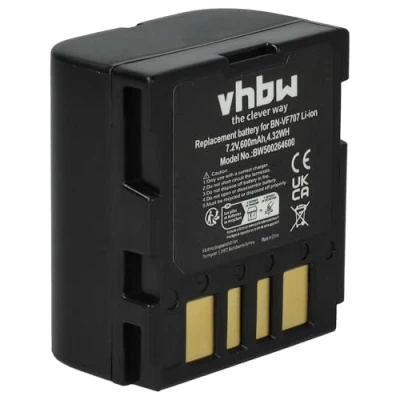 Abbildung von vhbw 1x Akku Ersatz für JVC BN VF707U, VF714U, VF714, VF733, VF707 Videokamera Camcorder (600 mAh, 7,2 V, Li Ion)