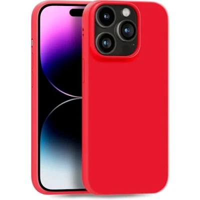 Abbildung von MyGadget Hülle kompatibel mit iPhone 14 Pro robuste Silikon Schutzhülle TPU Case Slim Silikonhülle Back Cover Ultra Kratzfest Handyhülle matt Rot