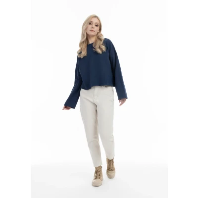Abbildung von DREIMASTER Vintage Damen Oversize Sweatshirt L / Marine 51% Baumwolle 49% Polyester