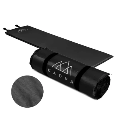 Abbildung von KADVA Selbstaufblasende Matte Aero Bequeme Leichte und Robuste Schlafmatte Ideal fürs Camping Wandern Außenschicht 100% Polyester Innenschicht Polyurethan 182x52 cm Farbe Schwarz