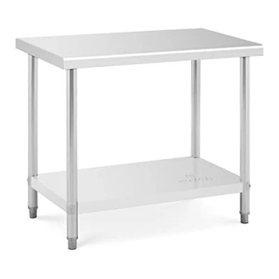 Abbildung von Royal Catering RCAT 100/60 Arbeitstisch Edelstahltisch (100 x 60 85 cm, 1 Arbeits und Ablagefläche, bis 90kg, höhenverstellbare Füße, Edelstahl) Grilltisch Outdoor Küchenmöbel
