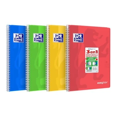 Abbildung von Oxford EasyBook Spiralblock, groß, 24 x 32 cm, 160 Seiten, große Karos, zufällige Farbauswahl
