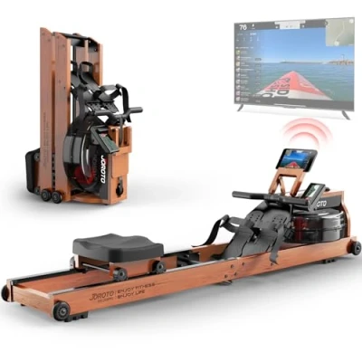 Abbildung von JOROTO Rudergerät MR280PRO &amp; Wasser MR380, aus Eiche, Klappbares für zu Hause mit Bluetooth Display