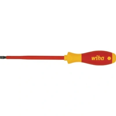 Abbildung von Wiha Schraubendreher SoftFinish® electric Schlitz (00823) 4,0 mm x 100 VDE geprüft, stückgeprüft, ergonomischer Griff für kraftvolles Drehen, Allrounder Elektriker