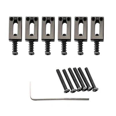 Abbildung von Musiclily Ultra 10,8mm Moderne Messing Saitenreiter Saddles für Strat Tele Style E Gitarre, Schwarz (6er Set)
