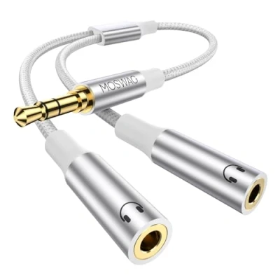 Abbildung von MOSWAG Audio splitter Adapter, kopfhörer 1 auf 2 klinke Stereo Y Cable Earphone Jack Adapter für Samsung PS4 Switch Tablets PC Laptop MP3