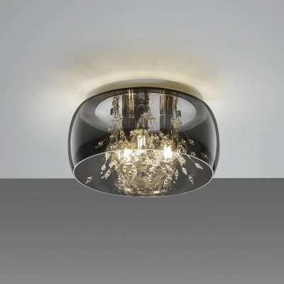Abbildung von TRIO Leuchten Deckenleuchte Crystel, ohne Leuchtmittel, warmweiß kaltweiß, Elegante Deckenlampe mit Glasschirm Ø 34cm, exkl 3xE14 Leuchtmittel