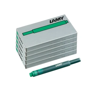 Abbildung von Lamy T10 5er Set Tintenpatronen mit großem Tintenvorrat geeignet für alle Patronenfüllhaltermodelle Inhalt 1,25ml je Patrone 5 Stück pro Päckchen Tintenfarbe grün