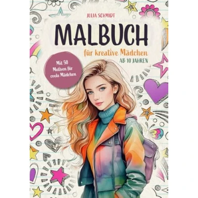 Abbildung von Malbuch für kreative Mädchen ab 10 Jahren: Das Beschäftigungsbuch mit 50 Motiven coole (Blumen, Pferde und weitere Tiere)