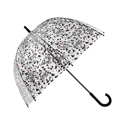 Abbildung von Fulton Birdcage 2 Regenschirm mit Leopardenmuster, transparent, durchsichtig, Vogelkäfig
