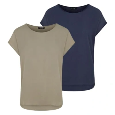 Abbildung von DENIMFY T Shirt Damen Bluse DFJule Regular Fit 2er Pack (2 tlg) Kurzarm Top mit Rundhalsausschnitt aus 100% Viskose