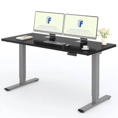 Abbildung von FLEXISPOT Höhenverstellbarer Schreibtisch Basic Plus 160x80cm EINTEILIGE TISCHPLATTE Memory Handsteuerung Sitz Stehpult für Büro &amp; Home Office(schwarz, grau Gestell)