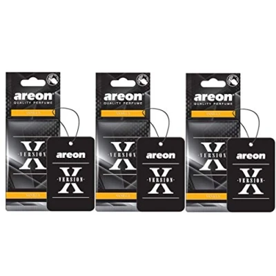 Abbildung von Areon x Autoduft Vanille Auto Duft Lufterfrischer Schwarz Hängend Aufhängen Anhänger Parfüm Erfrischer Duftspender Spiegel Pappe 2D Wohnung Büro Set ( Vanilla Pack 6 )