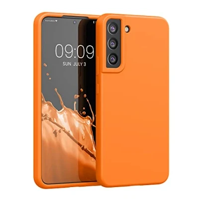 Abbildung von kwmobile Hülle kompatibel mit Samsung Galaxy S22 Plus Silikon Handy Case Handyhülle weiche Oberfläche kabelloses Laden Fruity Orange