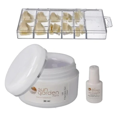Abbildung von Sun Garden Nails UV Fiberglas Gel Klar 30ml+100er Tipbox+7g Tipkleber