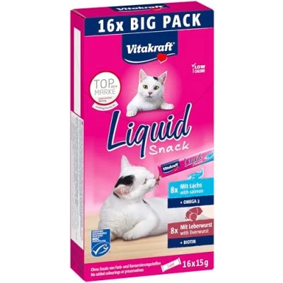 Abbildung von Vitakraft Liquid Snack Multipack Katzensnack Leberwurst Lachs 16x1...