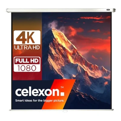Abbildung von celexon Economy Rollo Leinwand 165&quot; 300x300 cm 1:1 manuell ausziehbare 4K, Full HD Beamerleinwand für Projektionen im Heimkino &amp; Büro Wand Deckenmontage/zum Aufhängen